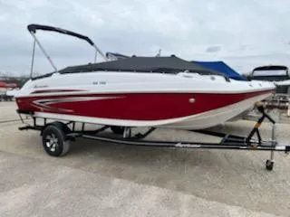 The Image of 2023 Hurricane SS188 boat with red and white design on a trailer. - 0
