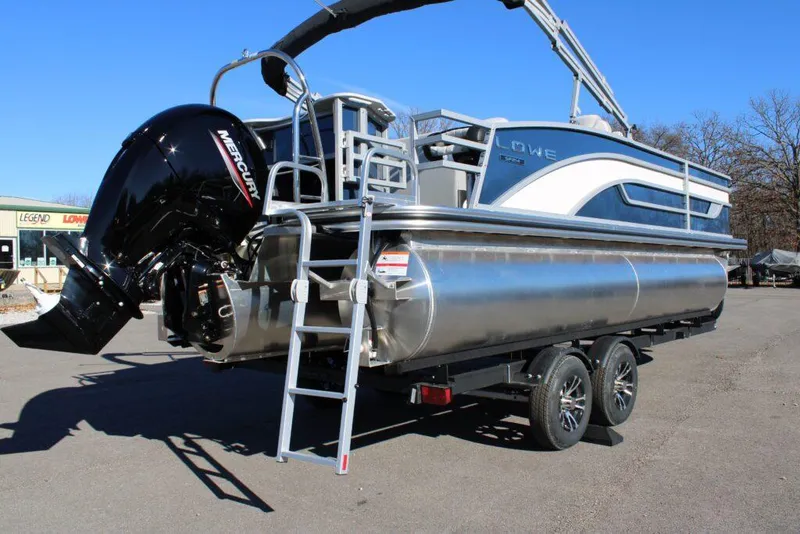 Slide: The Image of 2023 Lowe SF214 Sport Fish pontoon boat with Mercury outboard engine. - 3