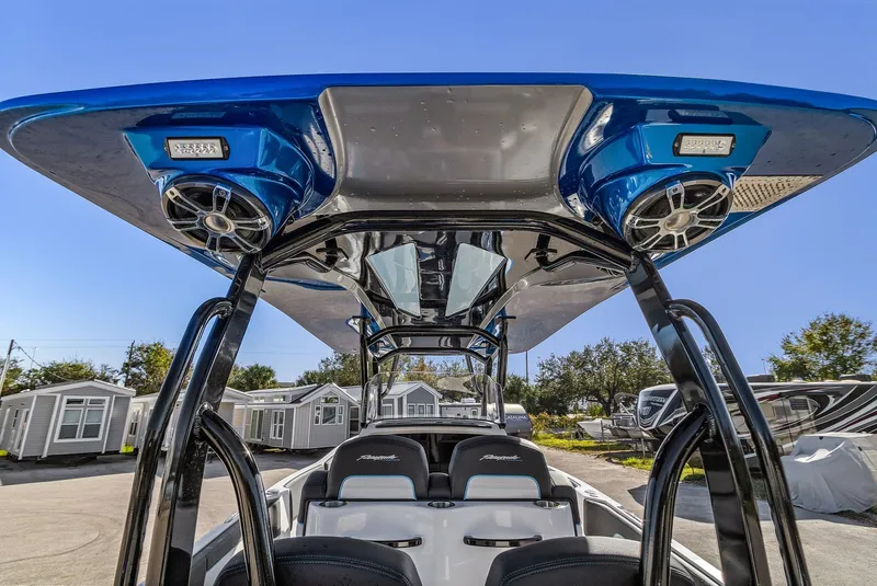 Slide: The Image of 2023 Renegade 38 Open boat with sleek design and modern features. - 28