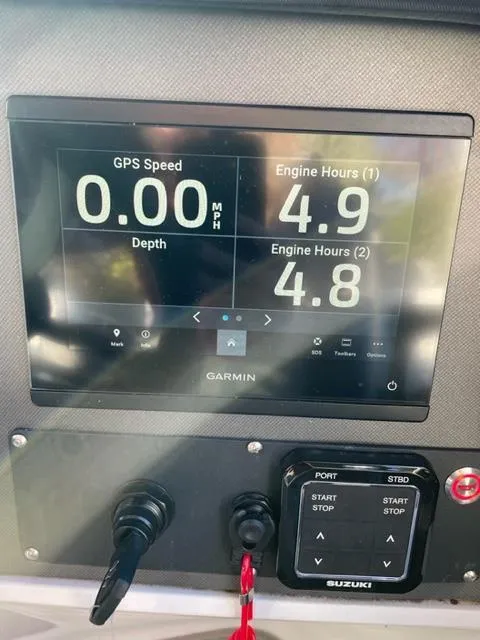 Slide: The Image of Garmin display on 2023 Manitou LX 25 SRW showing GPS speed and engine hours. - 26