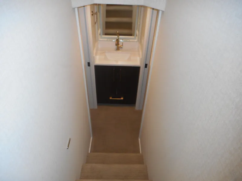 Slide: The Image of Narrow staircase leading to small sink area, Adonia Sojourn Trip #9, 2021. - 22