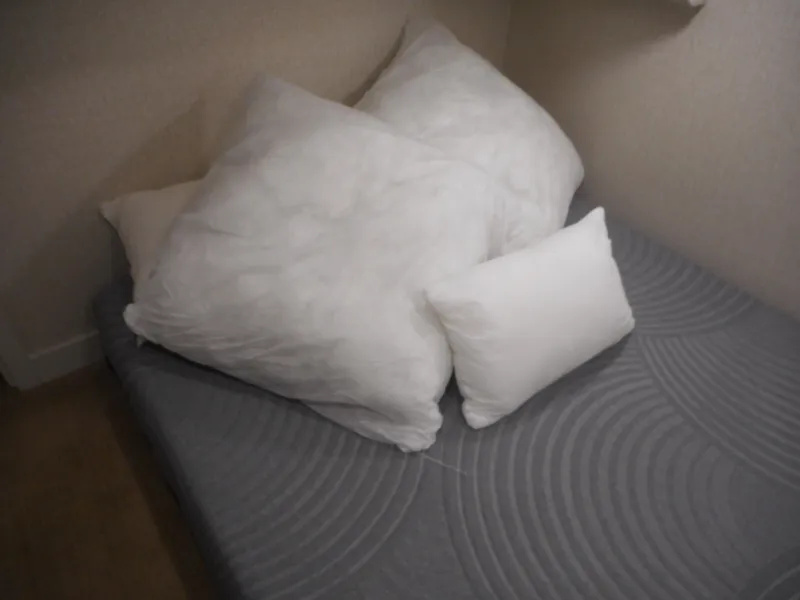 Slide: The Image of Gray mattress with white pillows, Adonia Sojourn Trip #9, 2021. - 23