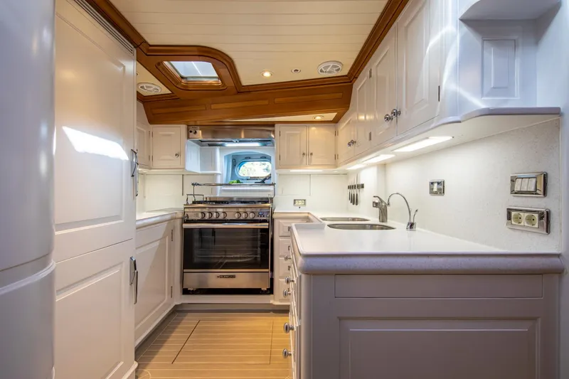 Slide: The Image of Interior view of a 1998 Alloy Yachts Cruising Ketch kitchen. - 39
