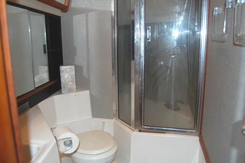 Slide: The Image of Bathroom interior of 1992 Bayliner 4588 Pilothouse MY with shower and toilet. - 35