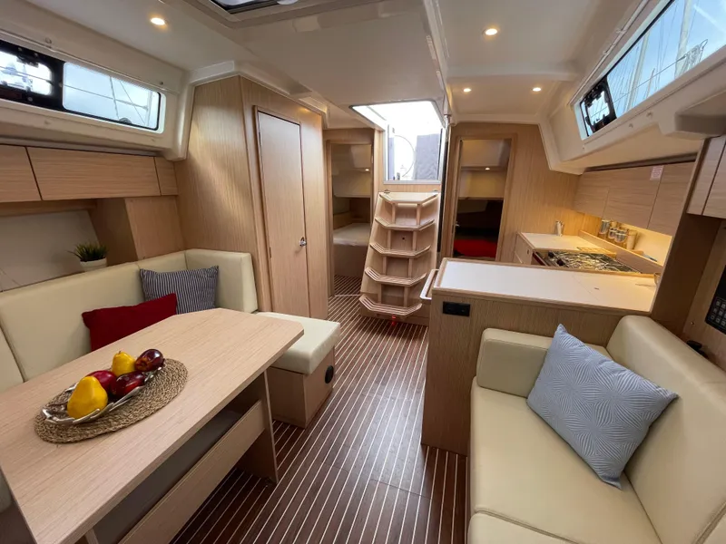 Slide: The Image of Luxurious interior of 2023 Bavaria C38 yacht with modern furnishings and elegant design. - 26