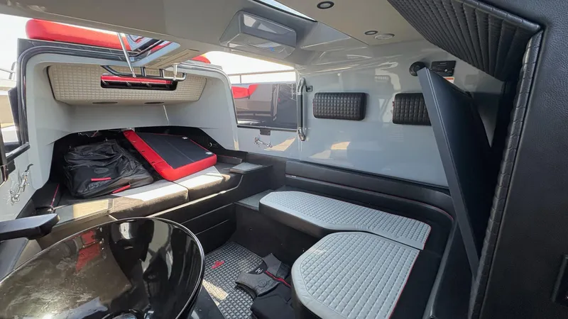 Slide: The Image of Interior of 2020 BRABUS Shadow 900 Sun Top, featuring sleek seating and modern design elements. - 43