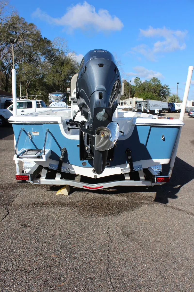 Slide: The Image of 2023 Sea Pro 208 Bay boat rear view with outboard motor. - 8
