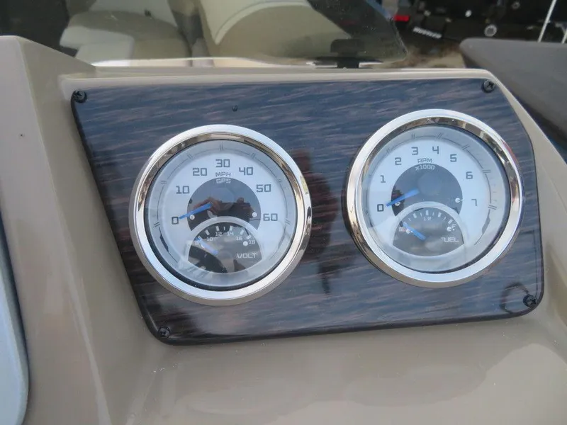 Slide: The Image of 2023 SunChaser Eclipse 25 LR DH dashboard with speedometer and fuel gauge. - 19