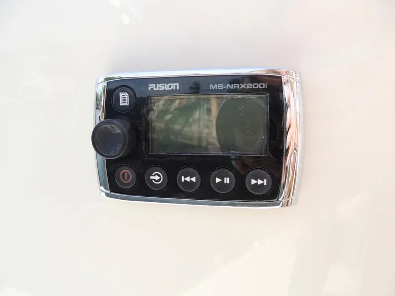 Slide: The Image of Fusion MS-NRX200i marine stereo controller on a 2016 Sea Ray 350 Sundancer. - 20
