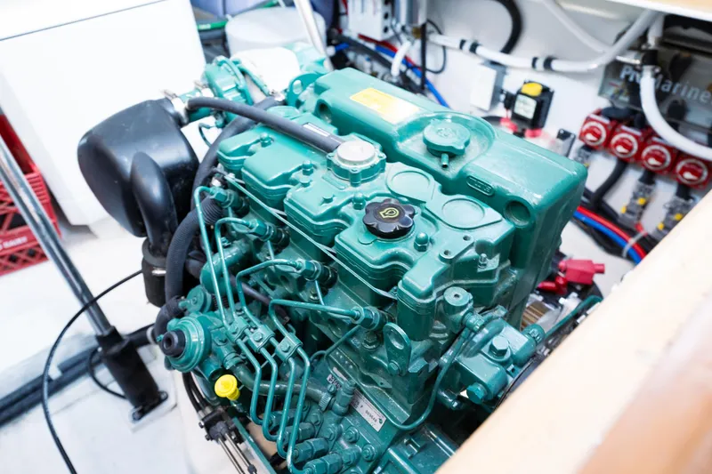 Slide: The Image of Tartan 455 2025 model engine in a boat's engine compartment. - 25