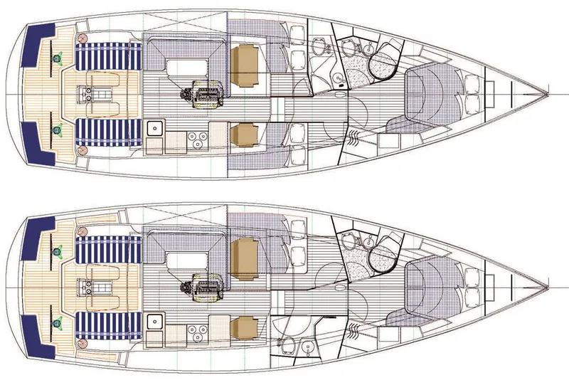 Slide: The Image of Floor plan of 2025 Tartan 455 sailboat, showcasing interior layout and cabin design. - 29