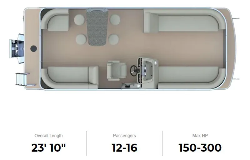 Slide: The Image of Top view of 2023 Godfrey SW 2286 MT pontoon boat layout, 23' 10 length, 12-16 - 0