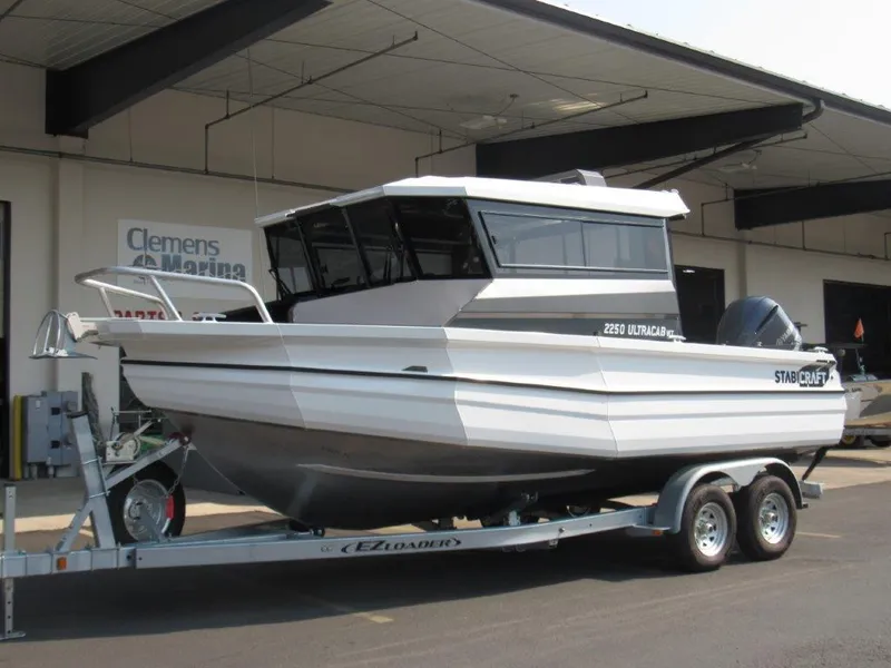 Slide: The Image of 2022 Stabicraft 2250 UltraCab WT boat on trailer at Clemens Marina. - 1