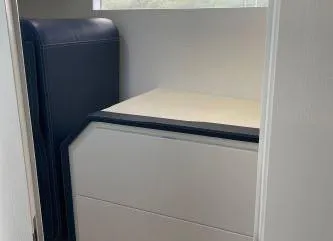 Slide: The Image of Interior cabin of 2017 Evo Yachts 43 with modern furnishings. - 21