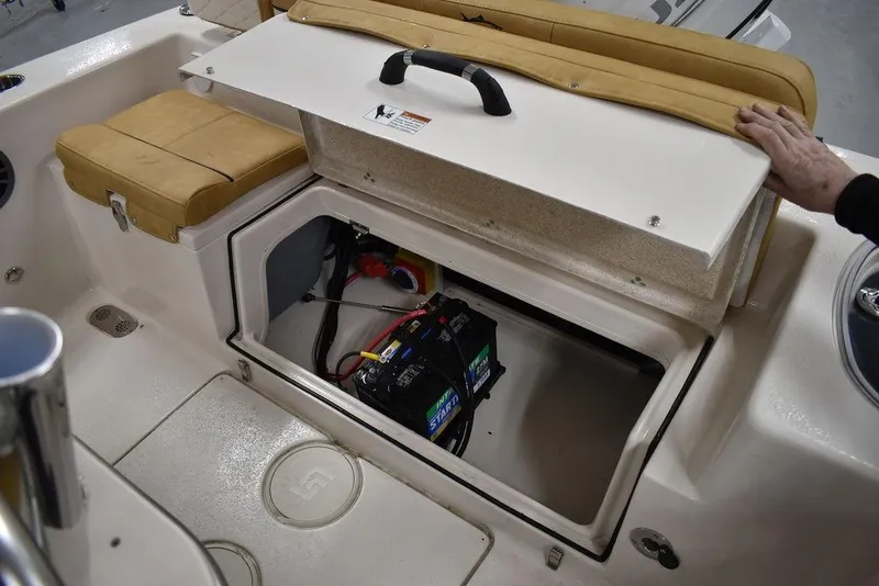 Slide: The Image of 2023 Sea Chaser 20 HFC boat battery compartment with storage. - 19