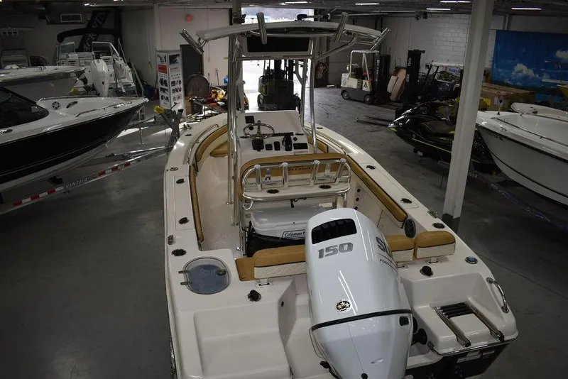 Slide: The Image of 2023 Sea Chaser 20 HFC boat with 150 HP engine in showroom. - 5