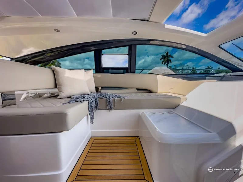 Slide: The Image of Luxurious interior of the 2023 Fairline Targa 45 Open yacht with plush seating. - 19