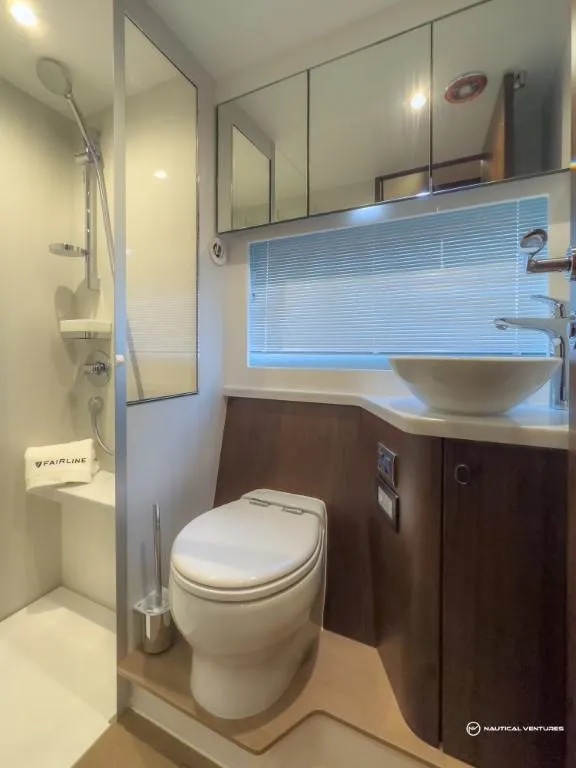 Slide: The Image of Modern bathroom in 2023 Fairline Targa 45 Open yacht with shower and vanity. - 42