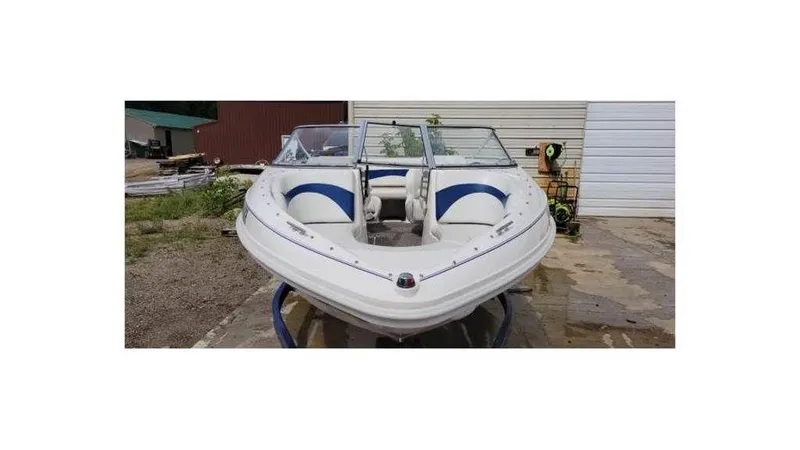 Slide: The Image of 2008 Larson 180 Sport boat with white and blue interior. - 3