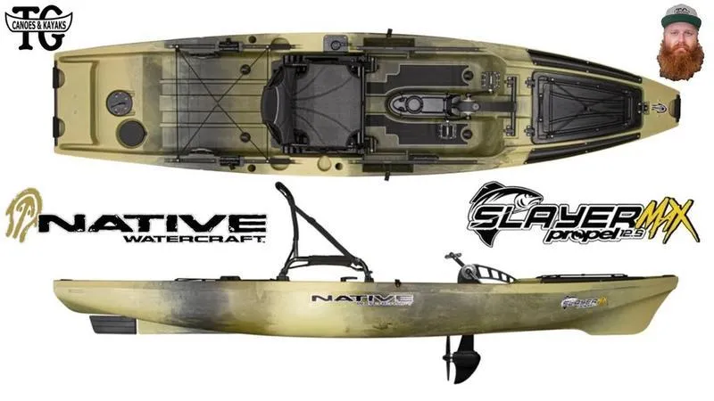 The Image of 2022 Native Watercraft SLAYER PROPEL 12.5 MAX kayak in green/black. - 1