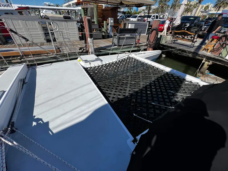 Slide: The Image of 1992 Robertson Custom Catamaran Sloop Rig docked at marina. - 43