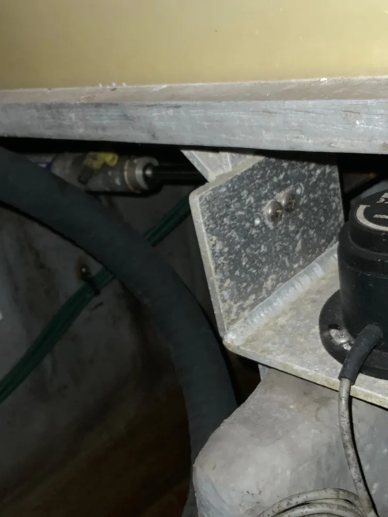 Slide: The Image of Close-up of mechanical components inside a 1992 Robertson Custom Catamaran / Sloop Rig. - 49