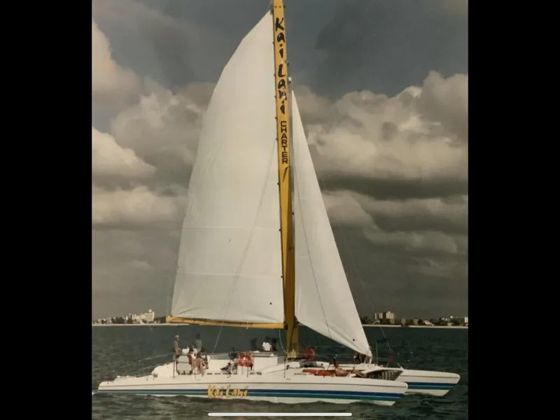 Slide: The Image of Robertson Custom Catamaran / Sloop Rig 1992 - 90