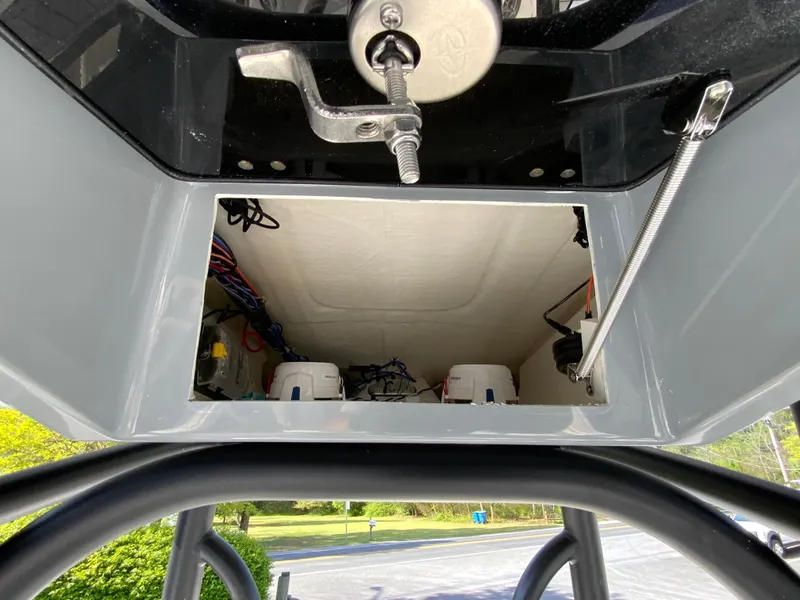 Slide: The Image of 2024 Pathfinder 2400 Open storage compartment with hydraulic lift. - 39