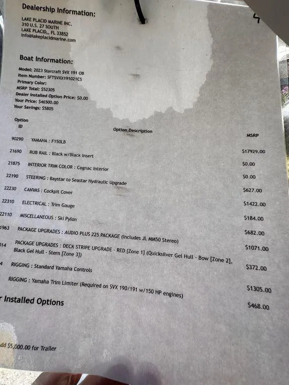 Slide: The Image of Alt text: 2023 Starcraft SVX OB 191 OB boat information and pricing sheet at dealership. - 7