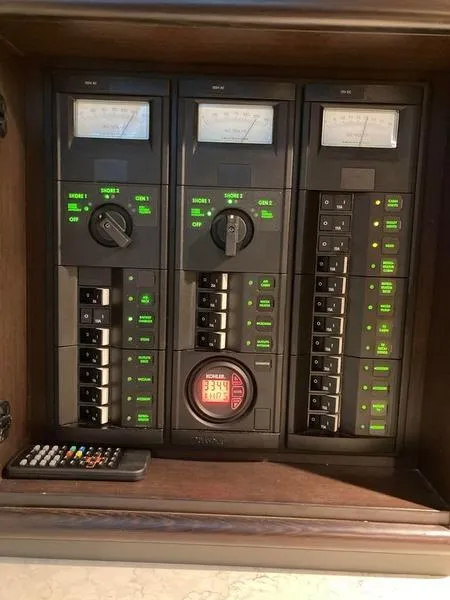 Slide: The Image of Control panel of a 2018 Cobalt A40 Coupe boat with gauges and switches. - 20