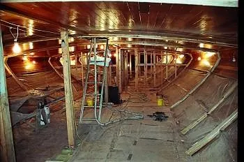 Slide: The Image of Interior construction of a 1996 Custom 100' Sailing Yacht. - 24
