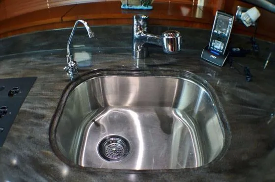 Slide: The Image of Stainless steel sink in 2012 Sea Ray 540 Sundancer yacht kitchen. - 30