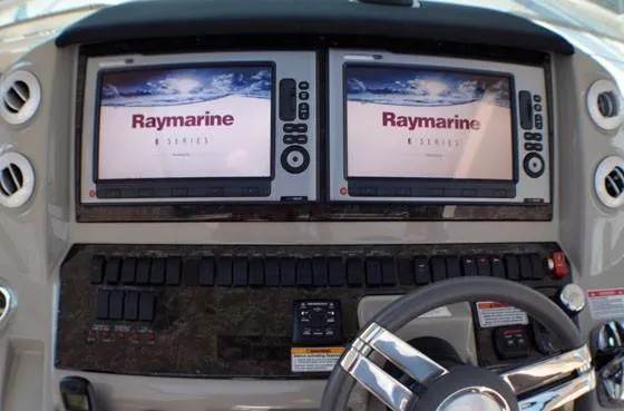 Slide: The Image of Raymarine navigation system on 2012 Sea Ray 540 Sundancer yacht dashboard. - 7