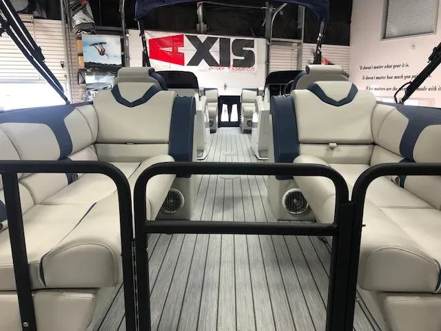 Slide: The Image of 2020 Montara 25' Surf Boss interior with luxurious seating and modern design. - 10