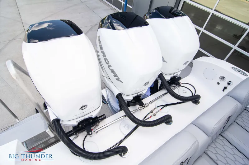 Slide: The Image of 2023 Fountain 38 SC boat with triple Mercury outboard engines at Big Thunder Marine. - 15