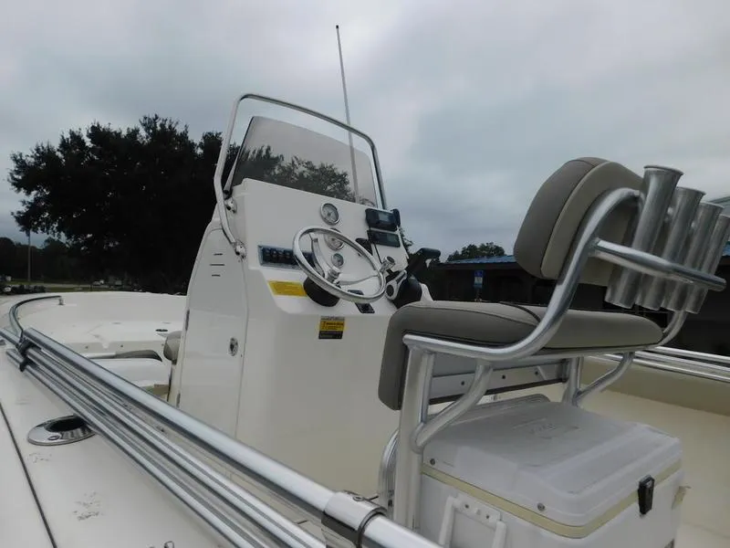 Slide: The Image of 2023 Key West 189 FS boat console and seating area. - 12