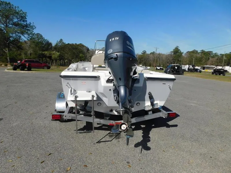 Slide: The Image of 2023 Key West 179FS boat with Yamaha 115 outboard motor, rear view. - 7