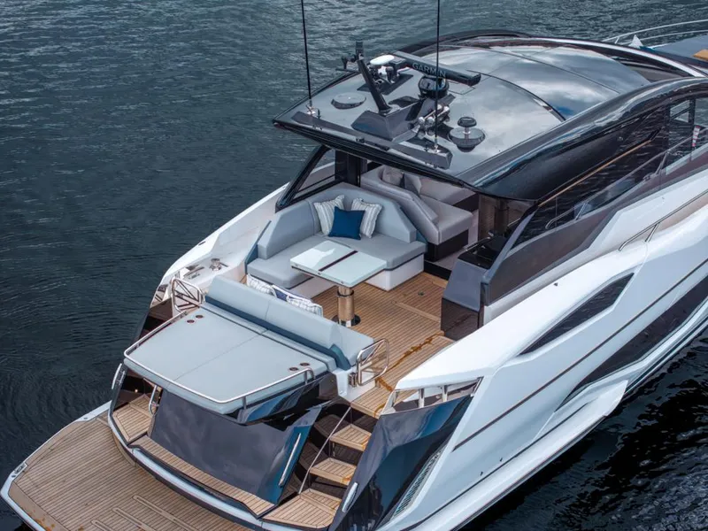 Slide: The Image of Luxurious 2025 Sunseeker Predator 55 yacht with sleek design and spacious deck. - 30
