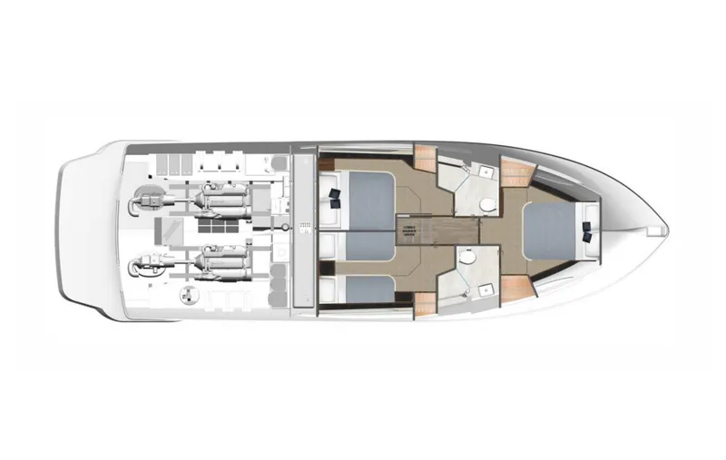Slide: The Image of 2026 Riviera 465 SUV yacht floor plan with detailed interior layout. - 3
