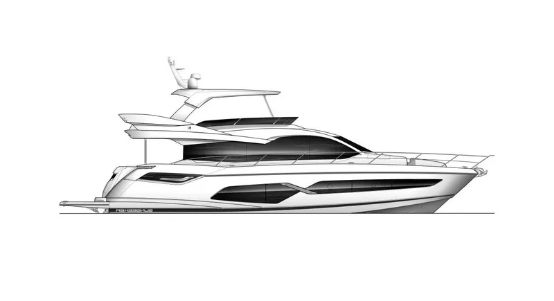 Slide: The Image of 2024 Sunseeker Manhattan 68 luxury yacht side profile illustration. - 63