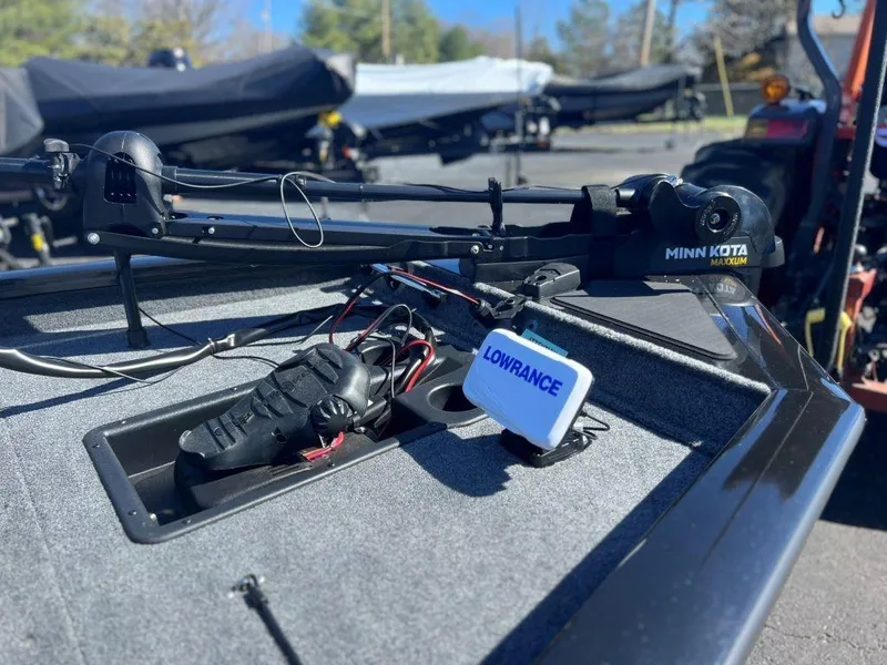 Slide: The Image of 2023 Tracker Pro Team 175 TXW® boat with Minn Kota trolling motor and Lowrance fish finder. - 6