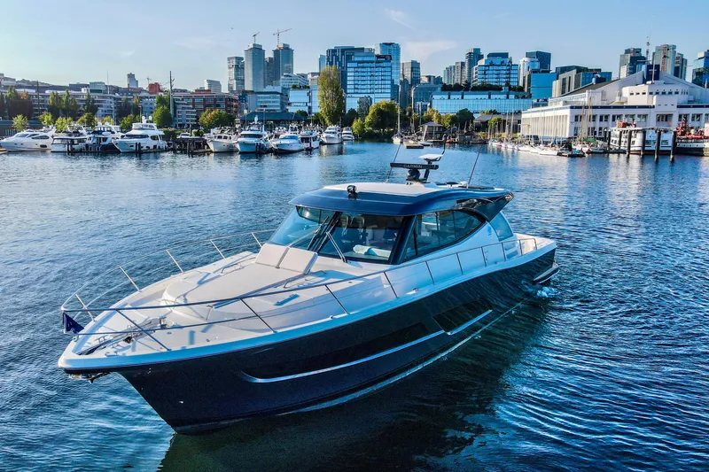 Slide: The Image of Luxurious interior of 2026 Riviera 505 SUV yacht with modern kitchen design. - 27