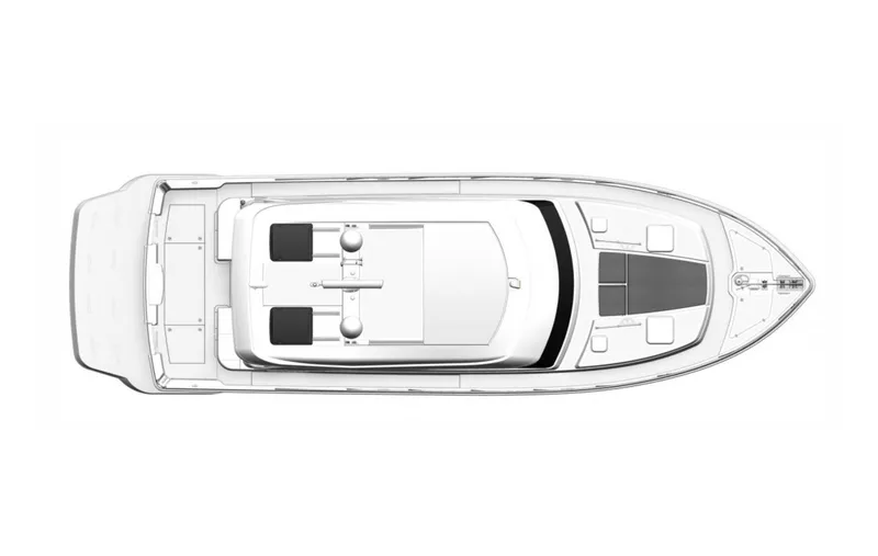 Slide: The Image of Top view of 2025 Riviera 465 SUV luxury yacht layout. - 55