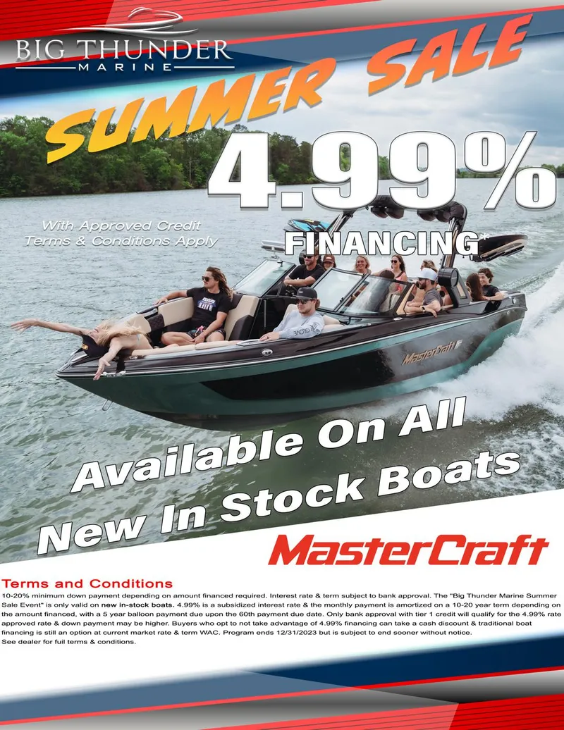 Slide: The Image of 2023 MasterCraft XT23 boat summer sale with 4.99% financing at Big Thunder Marine. - 1