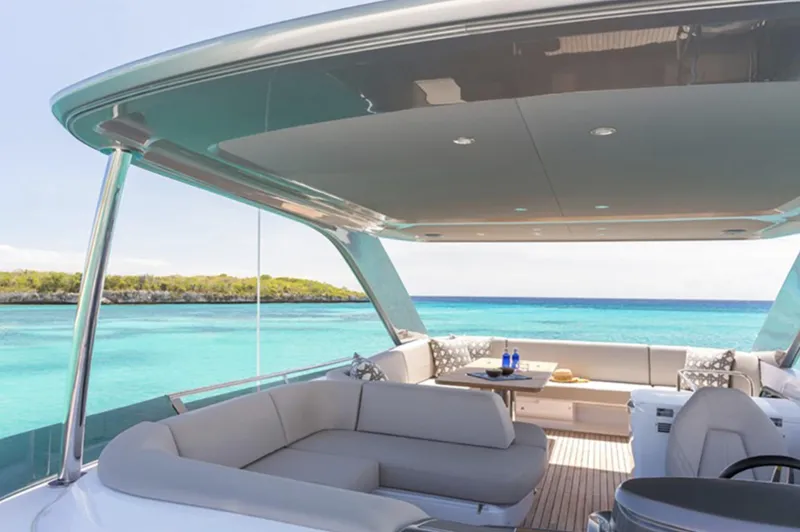 Slide: The Image of Luxurious 2025 Princess F55 yacht with spacious deck and stunning ocean view. - 15