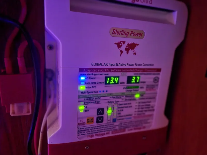 Slide: The Image of Sterling Power digital charger in a 1989 Granada 375 Atlantica boat. - 17