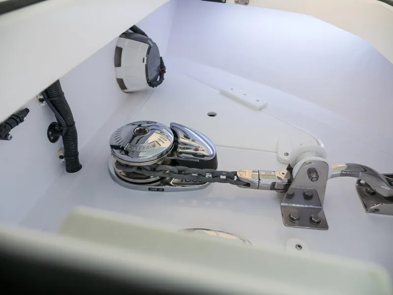 Slide: The Image of Anchor locker of 2025 Mag Bay 33 CC boat with windlass system. - 23