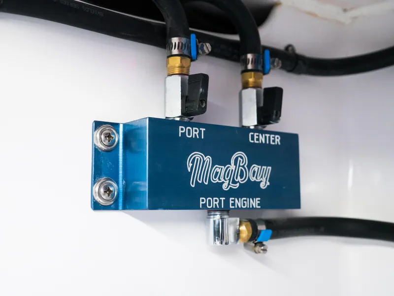 Slide: The Image of 2025 Mag Bay 33 CC port engine component with labeled connections. - 36