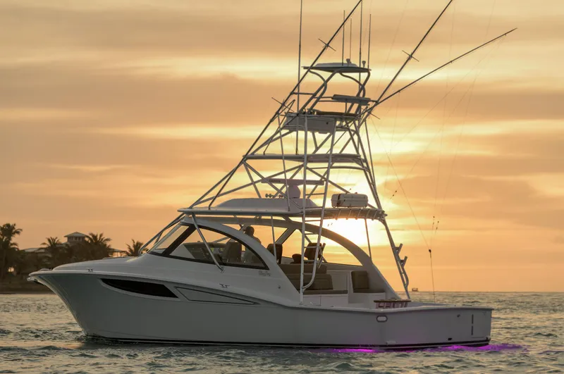 The Image of 2025 Mag Bay 42 yacht at sunset on the water. - 0