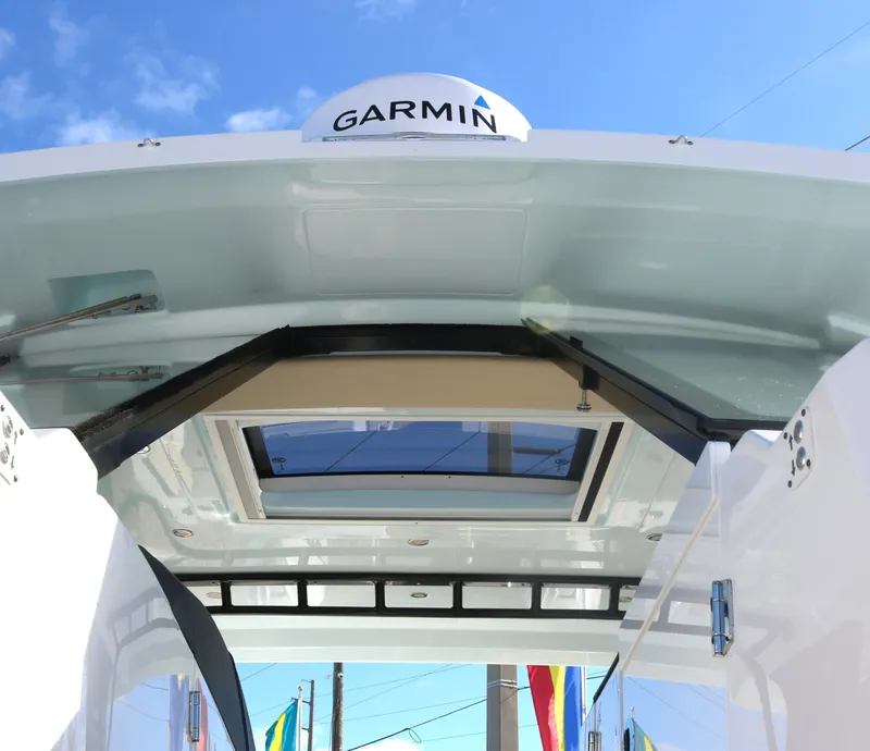 Slide: The Image of 2023 World Cat 400DC-X boat with Garmin navigation system. - 22